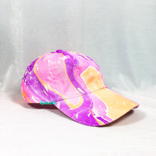 Load image into Gallery viewer, Color Block Purple Orange Retro Inspired Blacklight Dad Hat-Marble Dipped