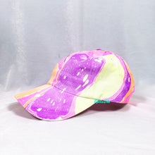 Load image into Gallery viewer, Color Block Purple Orange Retro Inspired Blacklight Dad Hat-Marble Dipped