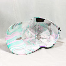 Load image into Gallery viewer, Teal Pink Wave Swirl Retro Inspired Blacklight Dad Hat-Marble Dipped