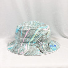 Load image into Gallery viewer, Black Blue Retro Inspired Blacklight Bucket Hat-Marble Dipped