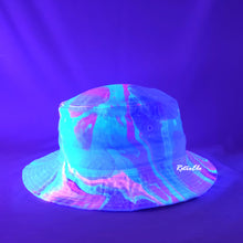 Load image into Gallery viewer, Pastel Color Block Pink Purple Orange Retro Inspired Blacklight Bucket Hat-Marble Dipped