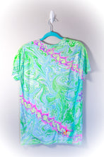 Load image into Gallery viewer, Green with Pink Waves Marbled Shirt-Adult Medium