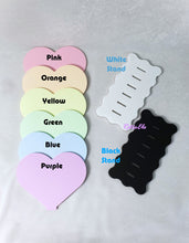 Load image into Gallery viewer, Rainbow Pastel Acrylic Heart Coaster Set with Holder