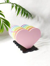 Load image into Gallery viewer, Rainbow Pastel Acrylic Heart Coaster Set with Holder