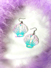 Load image into Gallery viewer, Pastel Rainbow Iridescent Glitter Seashell Earrings