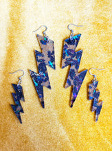 Load image into Gallery viewer, Iridescent Bat Lightning Bolt Halloween Earrings