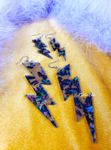 Load image into Gallery viewer, Iridescent Bat Lightning Bolt Halloween Earrings