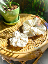 Load image into Gallery viewer, White Polka Dot Handmade Cotton Small Scrunchie