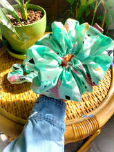 Load image into Gallery viewer, Retro Teal 80s/90s Handmade Cotton XL Scrunchie