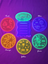 Load image into Gallery viewer, Fluorescent UV Acrylic Coaster Set-Vaporwave City