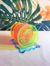 Load image into Gallery viewer, Fluorescent UV Acrylic Coaster Set-Vaporwave City