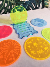 Load image into Gallery viewer, Fluorescent UV Acrylic Coaster Set-Vaporwave City