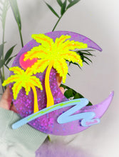 Load image into Gallery viewer, Coastal MoonWave-Blacklight Crescent Moon Acrylic Art Wall Hanging