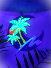 Load image into Gallery viewer, Coastal MoonWave-Blacklight Crescent Moon Acrylic Art Wall Hanging