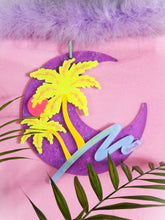 Load image into Gallery viewer, Coastal MoonWave-Blacklight Crescent Moon Acrylic Art Wall Hanging