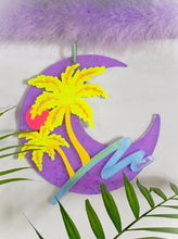 Load image into Gallery viewer, Coastal MoonWave-Blacklight Crescent Moon Acrylic Art Wall Hanging