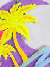 Load image into Gallery viewer, Coastal MoonWave-Blacklight Crescent Moon Acrylic Art Wall Hanging