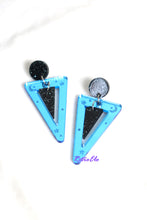 Load image into Gallery viewer, 80s Violet Mirrored Earrings with Galaxy Stud
