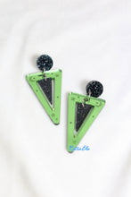 Load image into Gallery viewer, 80s Violet Mirrored Earrings with Galaxy Stud