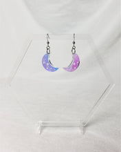 Load image into Gallery viewer, Iridescent Mini Crescent Moon Earrings