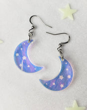 Load image into Gallery viewer, Iridescent Mini Crescent Moon Earrings