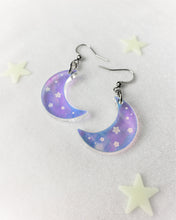 Load image into Gallery viewer, Iridescent Mini Crescent Moon Earrings