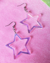 Load image into Gallery viewer, Iridescent Hollow Star Dangle Earrings