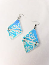 Load image into Gallery viewer, Vaporwave Cherry Blossom Tree Aesthetic Dangle Earrings Iridescent/Black Sparkle