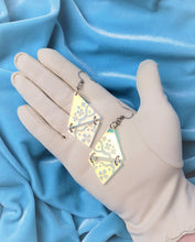 Load image into Gallery viewer, Vaporwave Cherry Blossom Tree Aesthetic Dangle Earrings Iridescent/Black Sparkle