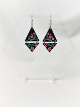 Load image into Gallery viewer, Vaporwave Cherry Blossom Tree Aesthetic Dangle Earrings Iridescent/Black Sparkle