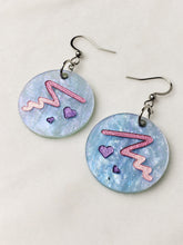 Load image into Gallery viewer, Pastel Heart Retro Black Sparkle Dangle Earrings