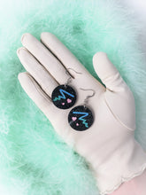 Load image into Gallery viewer, Pastel Heart Retro Black Sparkle Dangle Earrings