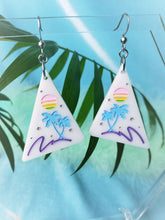 Load image into Gallery viewer, Vaporwave 80s Beach Palm Tree Acrylic Earrings