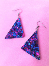 Load image into Gallery viewer, 80s Inspired Chunky Glitter Triangle Earrings | More Colors!