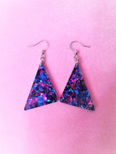 Load image into Gallery viewer, 80s Inspired Chunky Glitter Triangle Earrings | More Colors!