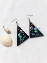 Load image into Gallery viewer, Vaporwave Beach Dream Palm Tree Earrings