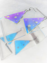 Load image into Gallery viewer, 80s Star Geometric Rainbow Iridescent Earrings