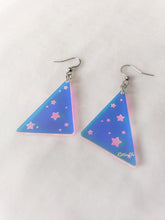 Load image into Gallery viewer, 80s Star Geometric Rainbow Iridescent Earrings