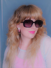 Load image into Gallery viewer, 80s White and Pink Moon Star Sparkle Glitter Triangle Geometric Stud Earrings