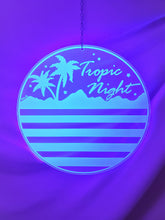 Load image into Gallery viewer, Tropic Night-Retro Synthwave Blue Moon  Acrylic Art Wall Hanging Circle