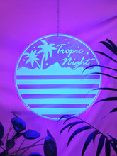 Load image into Gallery viewer, Tropic Night-Retro Synthwave Blue Moon  Acrylic Art Wall Hanging Circle