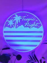 Load image into Gallery viewer, Tropic Night-Retro Synthwave Blue Moon  Acrylic Art Wall Hanging Circle