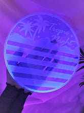 Load image into Gallery viewer, Tropic Night-Retro Synthwave Blue Moon  Acrylic Art Wall Hanging Circle