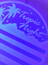 Load image into Gallery viewer, Tropic Night-Retro Synthwave Blue Moon  Acrylic Art Wall Hanging Circle