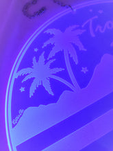 Load image into Gallery viewer, Tropic Night-Retro Synthwave Blue Moon  Acrylic Art Wall Hanging Circle