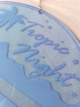 Load image into Gallery viewer, Tropic Night-Retro Synthwave Blue Moon  Acrylic Art Wall Hanging Circle