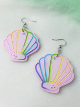 Load image into Gallery viewer, Pastel Rainbow Seashell Earrings