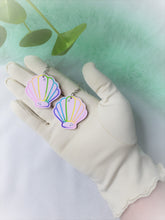 Load image into Gallery viewer, Pastel Rainbow Seashell Earrings