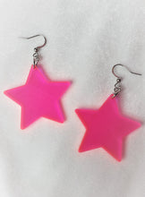 Load image into Gallery viewer, Fluorescent Pink Star Earrings