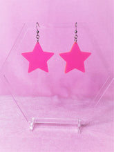Load image into Gallery viewer, Fluorescent Pink Star Earrings